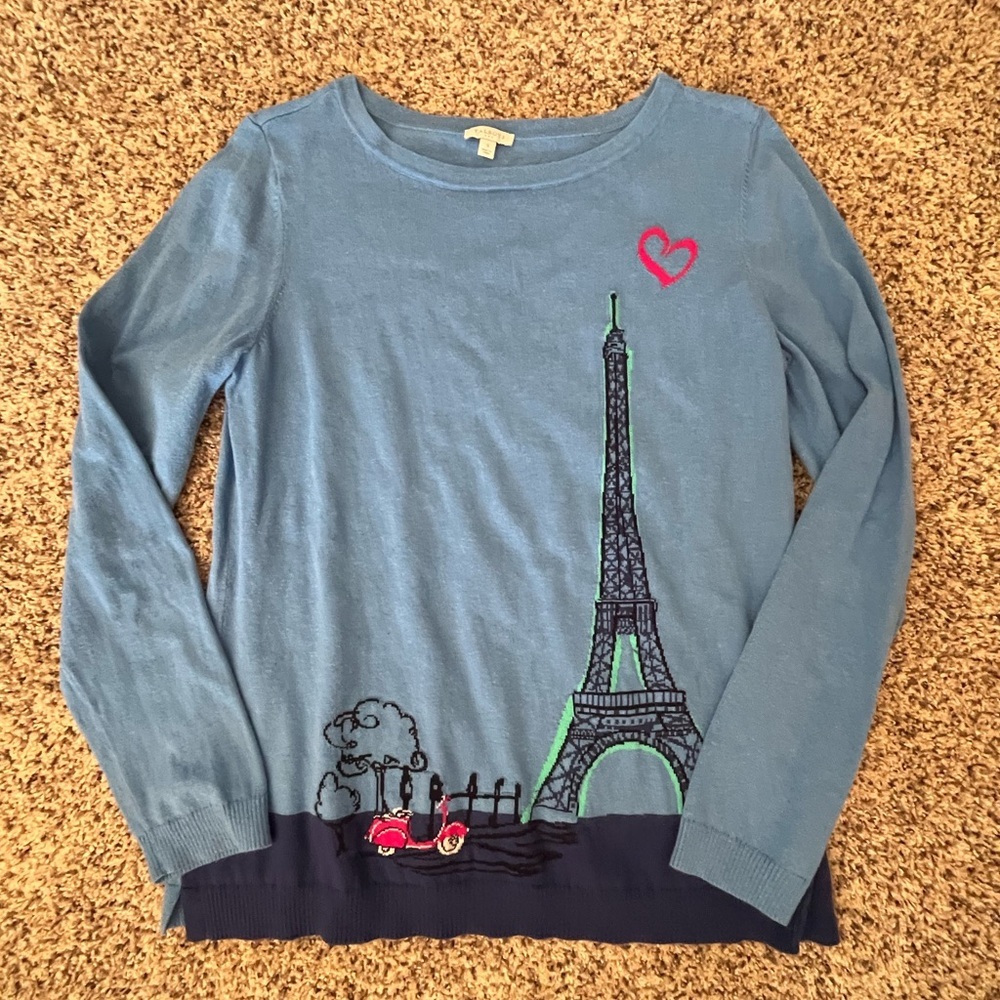 Blue Eiffel Tower Women’s Small Sweater  Shirt